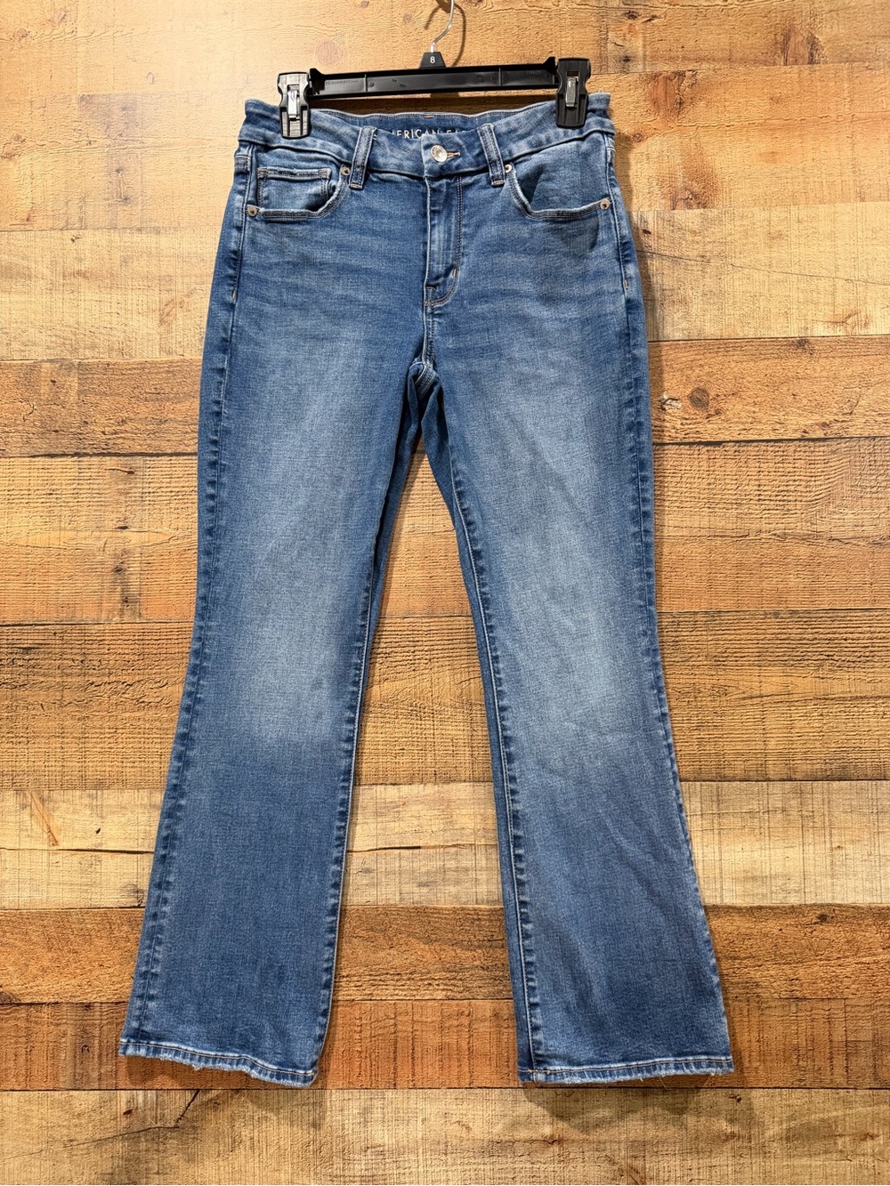 American Eagle Curvy High Rise Skinny Kick Blue Flare Jeans Sz 6 X-Short